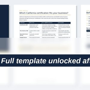 California SB SBPW DVBE Certification Kit preview pages