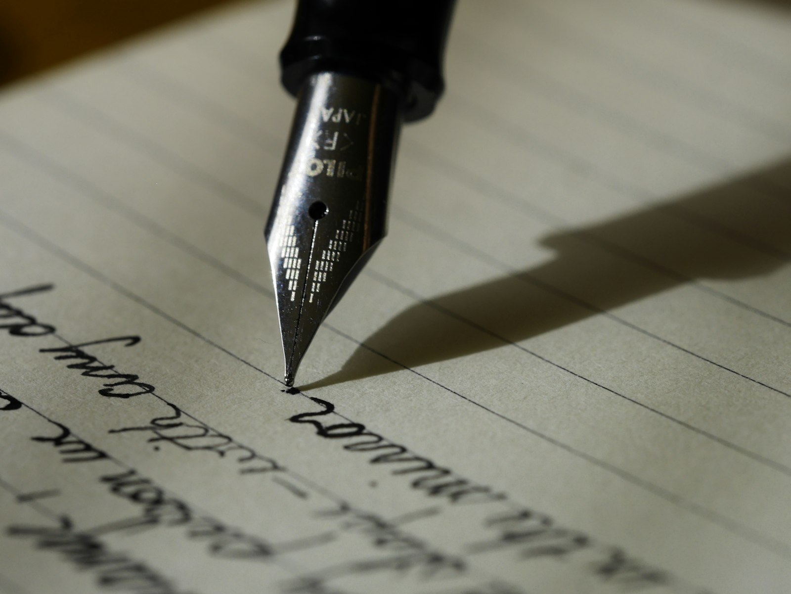 Writing a grant proposal with a fountain pen