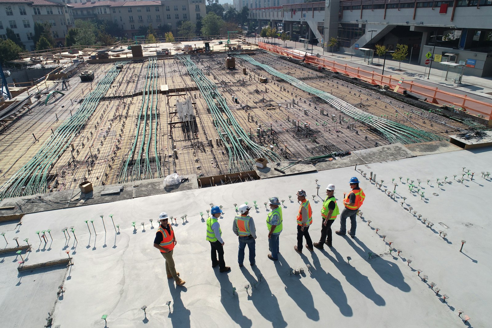 Construction crew on a public works job site